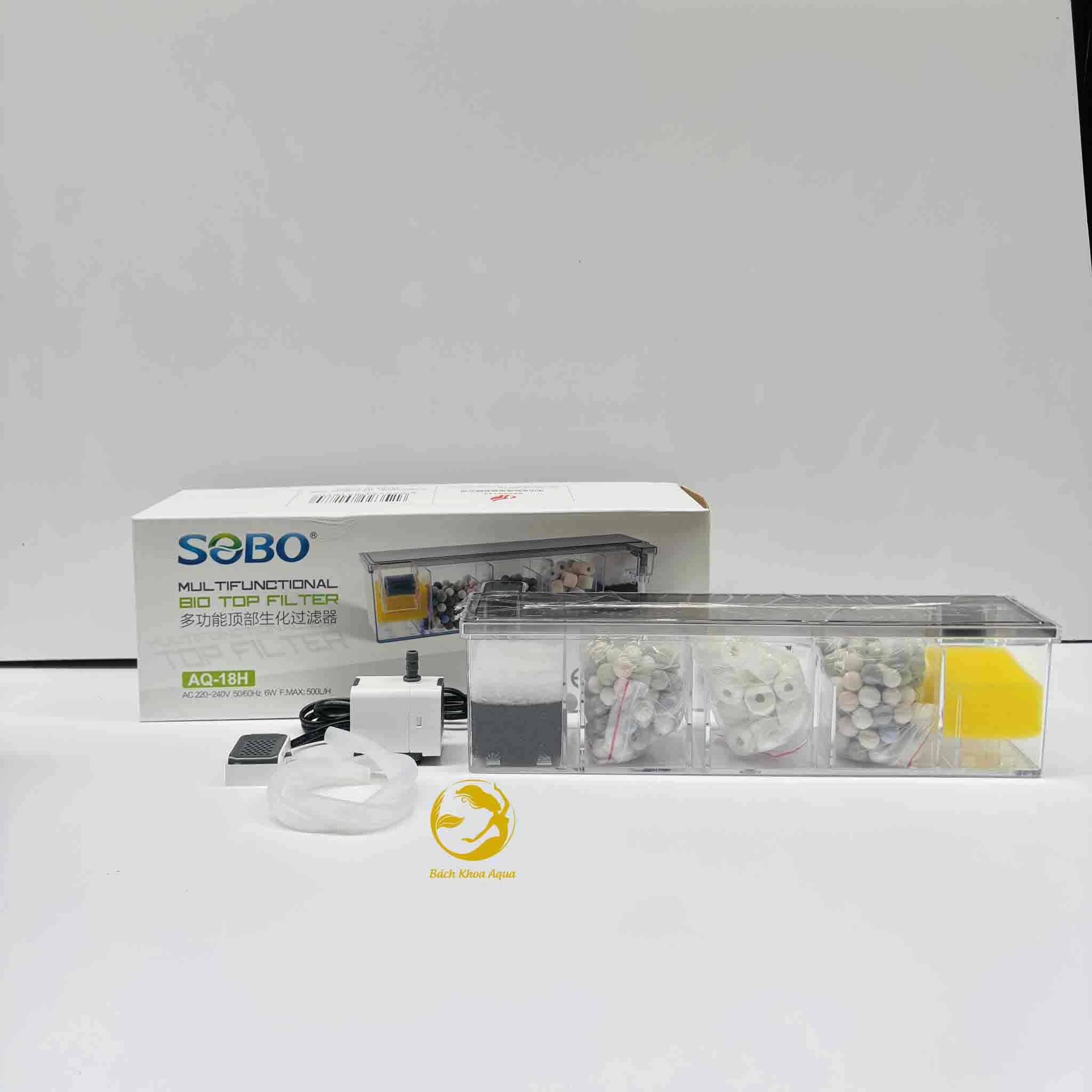 Lọc tràn SOBO AQ-15H / AQ-16H / AQ-17H / AQ-18H sẵn bơm và vật liệu lọc